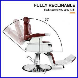 All Purpose Heavy Duty Hydraulic Vintage Red Recliner Barber Chair Beauty Salon