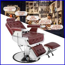 All Purpose Heavy Duty Hydraulic Vintage Red Recliner Barber Chair Salon Beauty