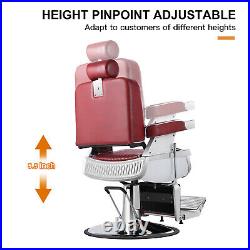 All Purpose Red Hydraulic Salon Barber Chair Heavy Duty Reclining Beauty Styling