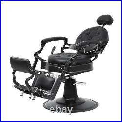 Antique Barber Chair Heavy Duty Hydraulic Reclining Salon Spa Tattoo Chair Black