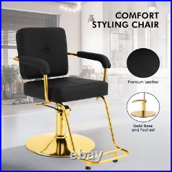 Artist Hand Black+Gold 360° Heavy Duty Hydraulic Barber Chair Beauty Salon