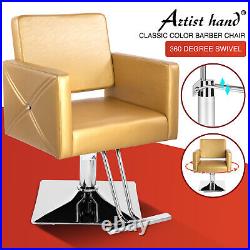Artist Hand Gold Hydraulic Barber Chair Heavy Duty Hair Beauty Salon 360°Styling