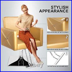 Artist Hand Gold Hydraulic Barber Chair Heavy Duty Hair Beauty Salon 360°Styling