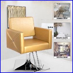 Artist Hand Gold Hydraulic Barber Chair Heavy Duty Hair Beauty Salon 360°Styling