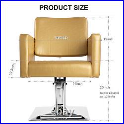Artist Hand Gold Hydraulic Barber Chair Heavy Duty Hair Beauty Salon 360°Styling