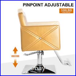 Artist Hand Gold Hydraulic Barber Chair Heavy Duty Hair Beauty Salon 360°Styling