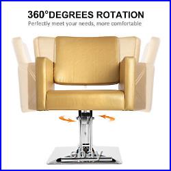 Artist Hand Gold Hydraulic Barber Chair Heavy Duty Hair Beauty Salon 360°Styling