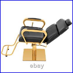 Artist hand Black+Gold Heavy Duty Hydraulic Reclining Barber Chair Salon Styling