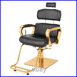 Artist hand Black+Gold Heavy Duty Hydraulic Reclining Barber Chair Salon Styling