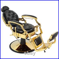 Artist hand Black+Gold Vintage Hydraulic Barber Chair Heavy Duty Salon Styling