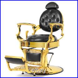Artist hand Vintage Heavy Duty Hydraulic Barber Chair Salon Beatuty (Black+Gold)