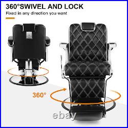 Artist hand Vintage Heavy Duty Hydraulic Recline Barber Chair Salon Beauty Black