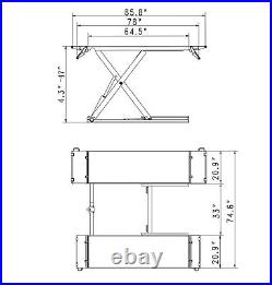 Aston 8000lb Car Scissor Lift Mid Rise Electric Lock ReleaseLifting Heigh 47