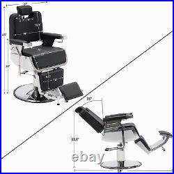 BarberPub Heavy Duty Vintage Barber Chair Hydraulic Recline Spa Equipment 3819