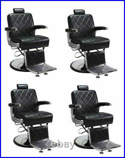 Barber Chair Black 4 KING Heavy Duty Hydraulic Recline Barber Salon Furniture