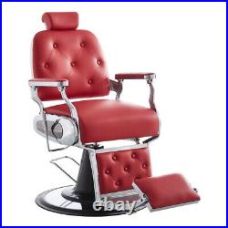 Barber Chair Heavy Duty Hydraulic Barbering Chair TITAN in RED