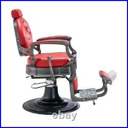 Barber Chair Heavy Duty Hydraulic Barbering Chair VANQUISH Brushed/Red