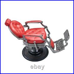 Barber Chair Heavy Duty Hydraulic Barbering Chair VANQUISH Brushed/Red