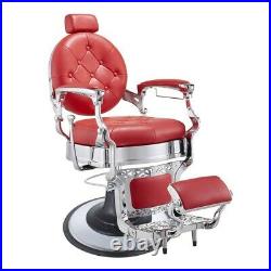 Barber Chair Heavy Duty Hydraulic Barbering Chair VANQUISH Chrome/Red