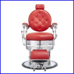 Barber Chair Heavy Duty Hydraulic Barbering Chair VANQUISH Chrome/Red