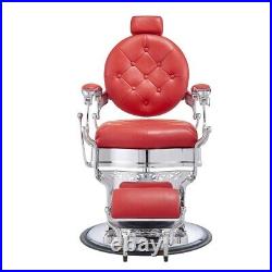 Barber Chair Heavy Duty Hydraulic Barbering Chair VANQUISH Chrome/Red