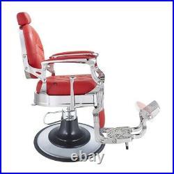 Barber Chair Heavy Duty Hydraulic Barbering Chair VANQUISH Chrome/Red