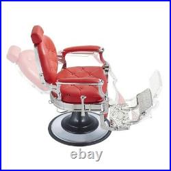 Barber Chair Heavy Duty Hydraulic Barbering Chair VANQUISH Chrome/Red