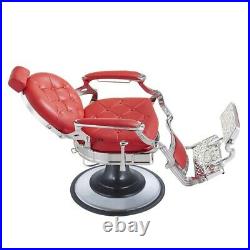 Barber Chair Heavy Duty Hydraulic Barbering Chair VANQUISH Chrome/Red