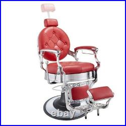 Barber Chair Heavy Duty Hydraulic Barbering Chair VANQUISH Chrome/Red