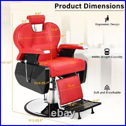 Barber Chair Heavy Duty Reclining Hydraulic Professional for Salon / Barbershop