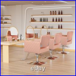 Barber Chair Heavy Duty White Pink Salon Styling Chair for Hair Stylist Beauty