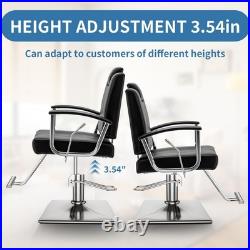Barber Reclining Chair with Headrest Heavy Duty Hydraulic Pump Height Black