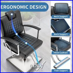 Barber Reclining Chair with Headrest Heavy Duty Hydraulic Pump Height Black