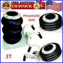 Black 6600lbs Pneumatic Jack Triple Bag Air Jack 3 Ton Lift Jack Heavy Duty USA