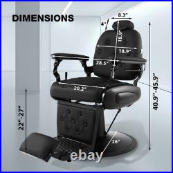 Black All Purpose Heavy Duty Recline Barber Chair Hydraulic Beauty Salon