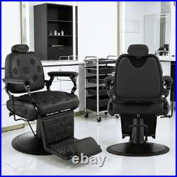 Black All Purpose Heavy Duty Recline Barber Chair Hydraulic Beauty Salon