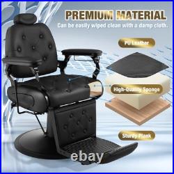 Black All Purpose Heavy Duty Recline Barber Chair Hydraulic Beauty Salon