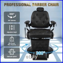 Black All Purpose Heavy Duty Recline Barber Chair Hydraulic Beauty Salon