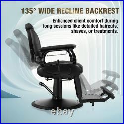 Black All Purpose Heavy Duty Recline Barber Chair Hydraulic Beauty Salon