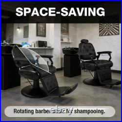 Black All Purpose Heavy Duty Recline Barber Chair Hydraulic Beauty Salon