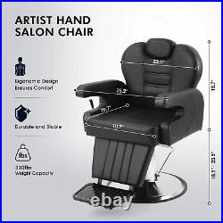 Black All Purpose Heavy Duty Recline Barber Chair Hydraulic Salon Beauty Stylist