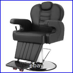 Black All Purpose Heavy Duty Recline Barber Chair Hydraulic Salon Beauty Stylist