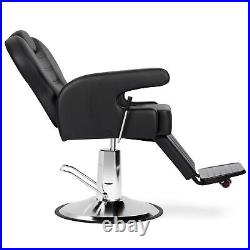 Black All Purpose Heavy Duty Recline Barber Chair Hydraulic Salon Beauty Stylist