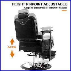 Black All Purpose Vintage Barber Chair Heavy Duty Hydraulic Salon Beauty Styling