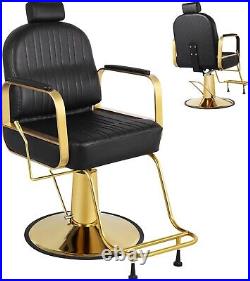 Black Barber Hair Chair, Salon Chair for Hair Stylist, Heavy Duty Hydraulic Pump