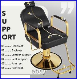 Black Barber Hair Chair, Salon Chair for Hair Stylist, Heavy Duty Hydraulic Pump