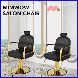 Black Barber Hair Chair, Salon Chair for Hair Stylist, Heavy Duty Hydraulic Pump