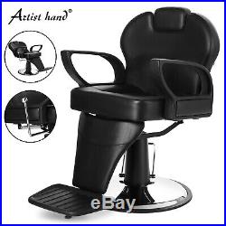 Black Classic Hydraulic Barber Chair Beauty Salon Tattoo Heavy Duty Equipment