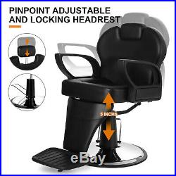 Black Classic Hydraulic Barber Chair Beauty Salon Tattoo Heavy Duty Equipment