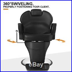 Black Classic Hydraulic Barber Chair Beauty Salon Tattoo Heavy Duty Equipment